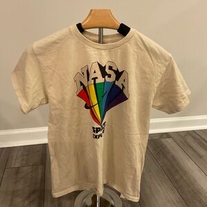 Gildan Cream T-Shirt with NASA Rainbow Design